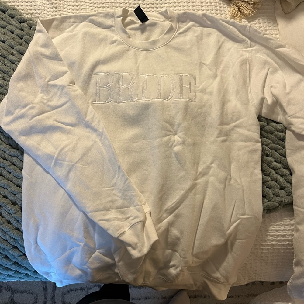 Bride white crewneck sweater